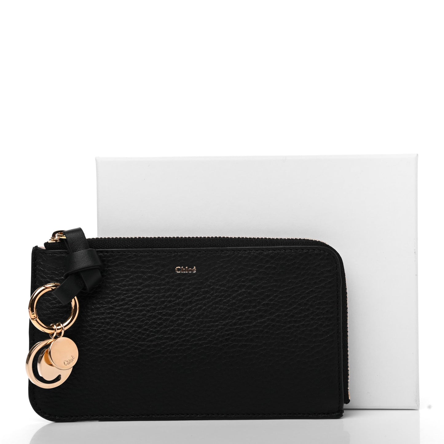 Calfskin Alphabet Purse Wallet Black