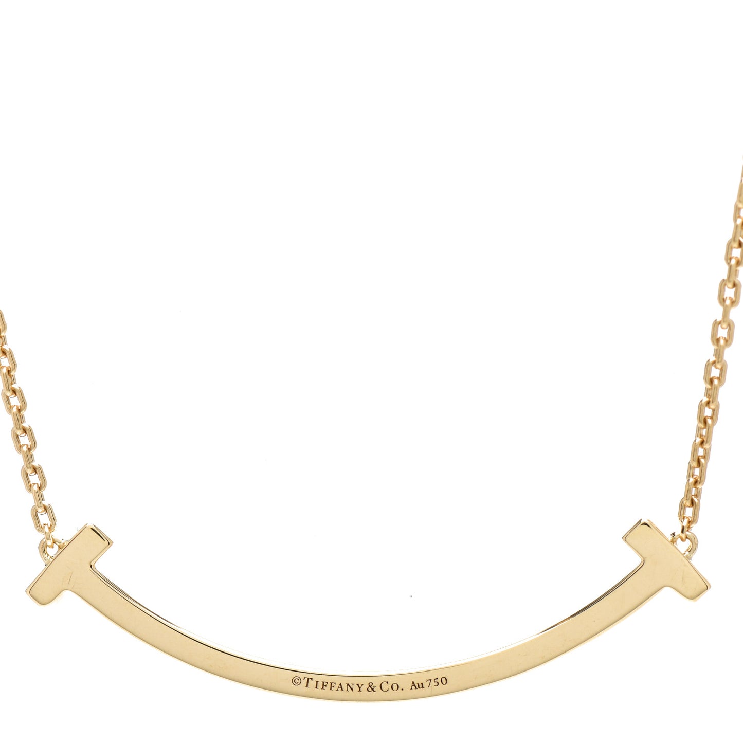 18K Yellow Gold Diamond Medium T Smile Pendant Necklace