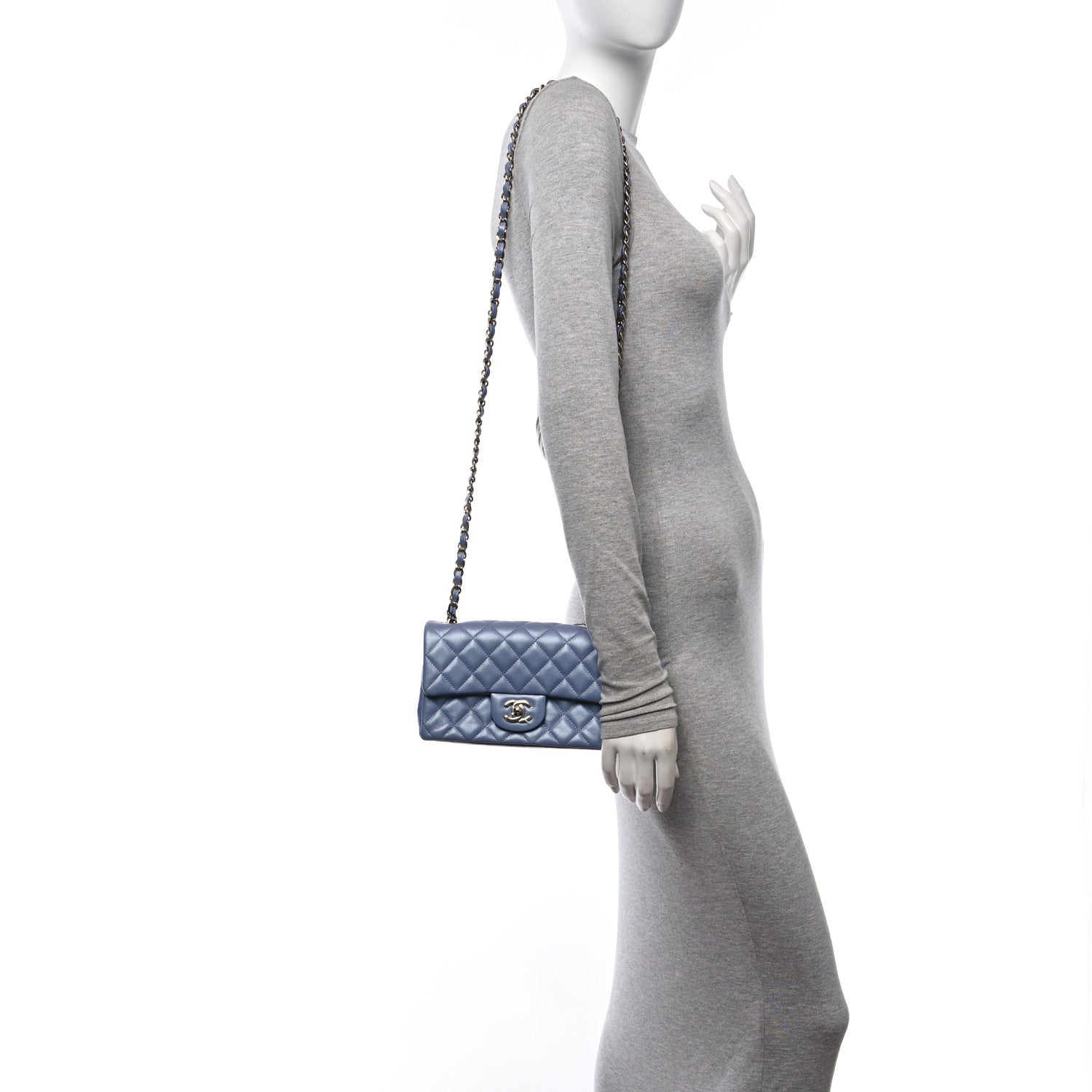 Chanel Iridescent Lambskin Quilted Mini Rectangular Flap Light Purple 2 of 11