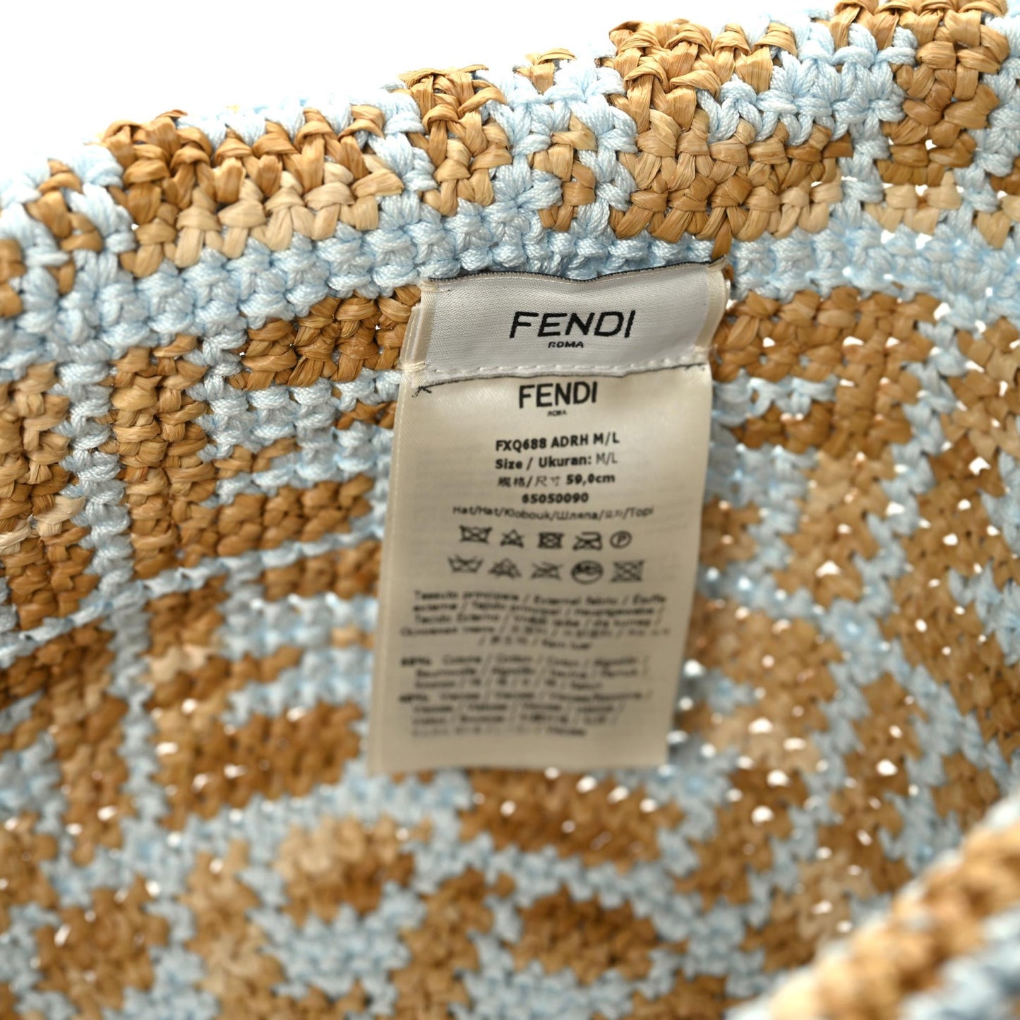 Cotton Rayon FF Woven Bucket Hat M/L Light Blue
