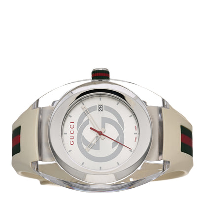 Gucci Stainless Steel Rubber 46mm Sync Web Quartz Watch White 2 of 5