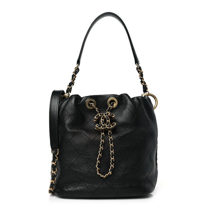 Chanel Lambskin Stitched Drawstring Bag Black 1 of 10