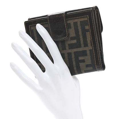 Fendi Zucca Calfskin Compact Wallet Tobacco 2 of 14