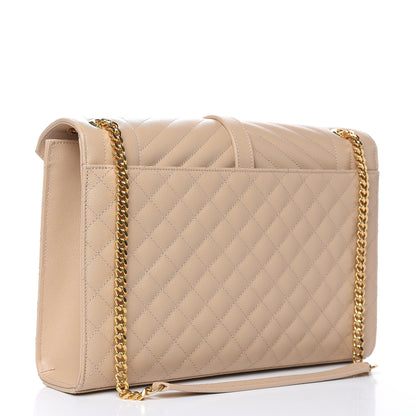 Saint Laurent Grain De Poudre Mixed Matelasse Large Triquilt Monogram Satchel Nude Powder 3 of 11