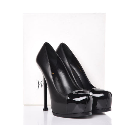 Saint Laurent Calfskin Vitello Vernice Tribtoo 105 Pumps 37.5 Black 14 of 14