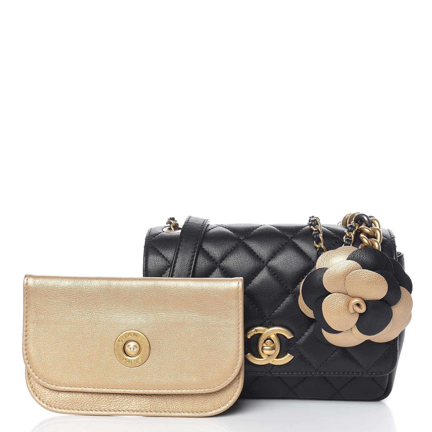 Chanel Lambskin Quilted Small Camellia Flower Flap Black 3 of 11