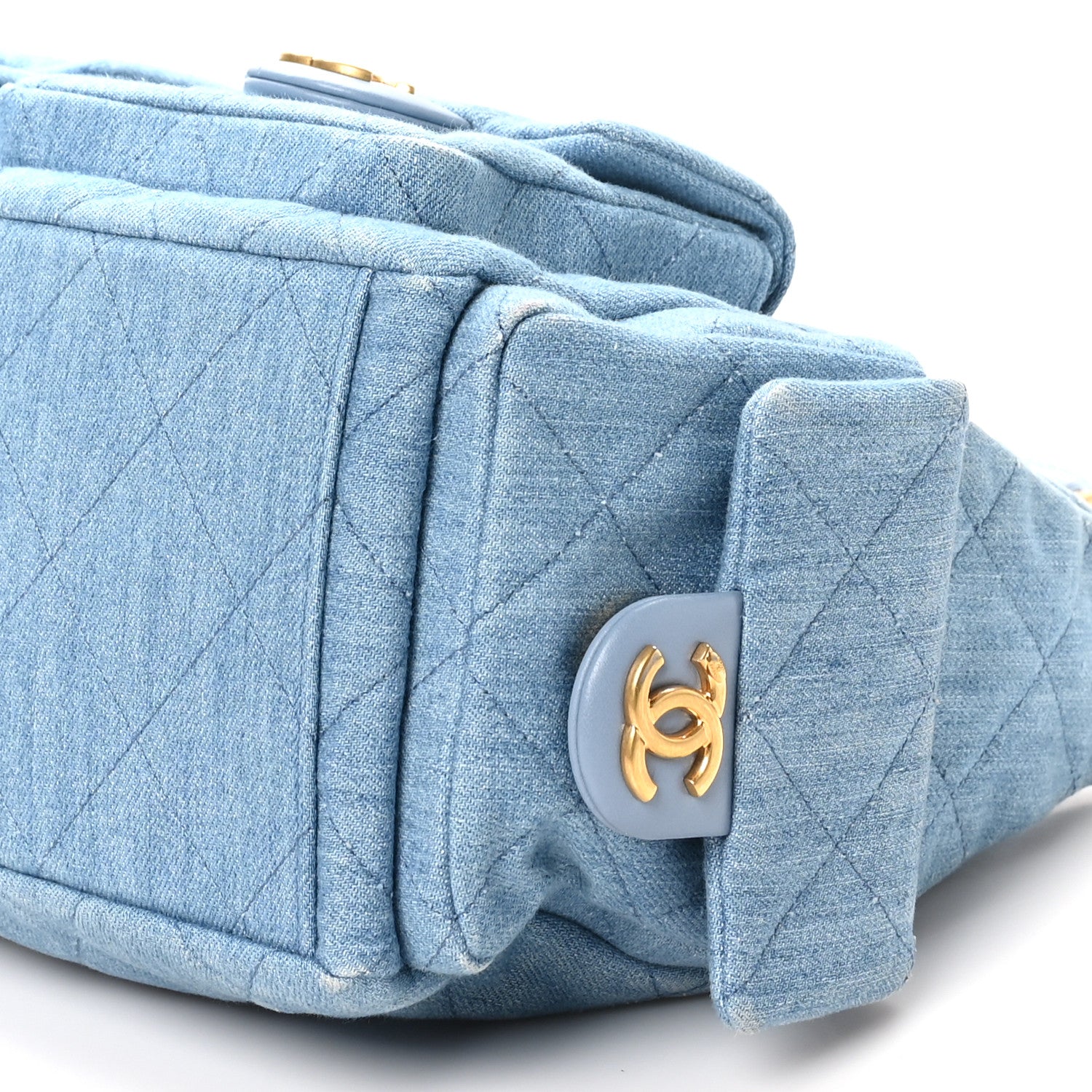 Chanel Washed Denim Quilted Large Trendy Pockets Hobo Blue 10 of 10