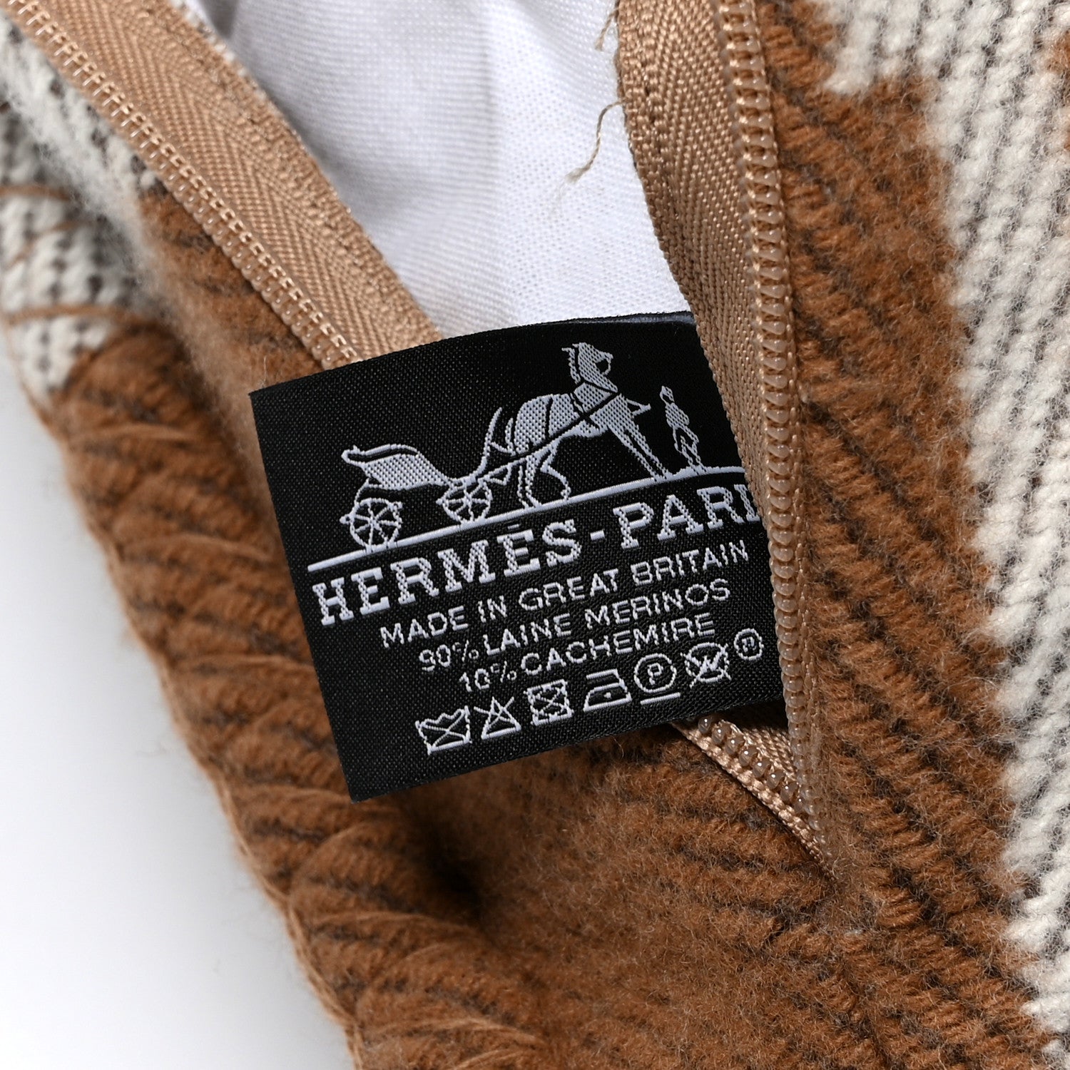 Hermes Wool Cashmere Avalon Pillow PM Ecru Camel 3 of 3