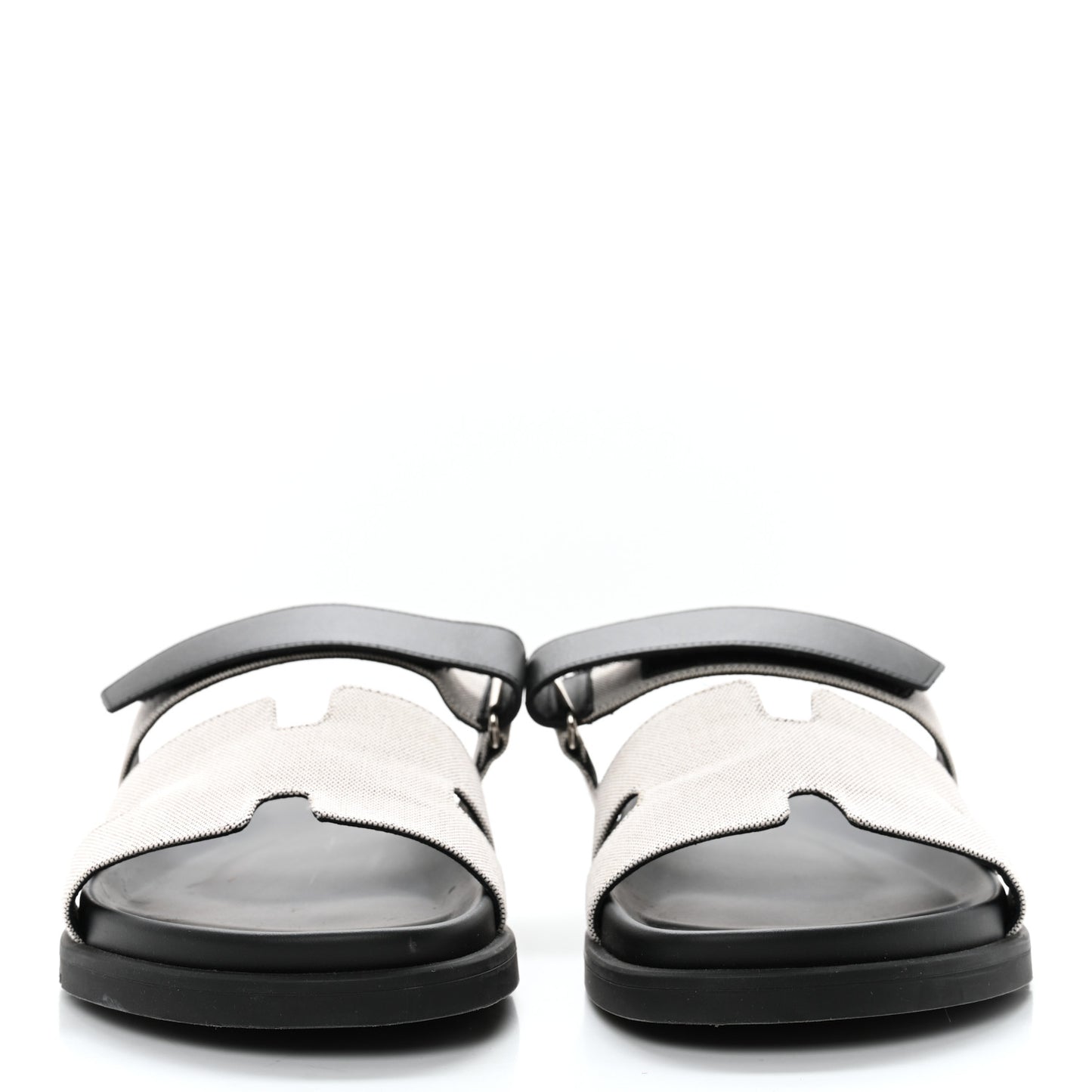 H Canvas Calfskin Mens Chypre Sandals 42.5 Prunoir Black