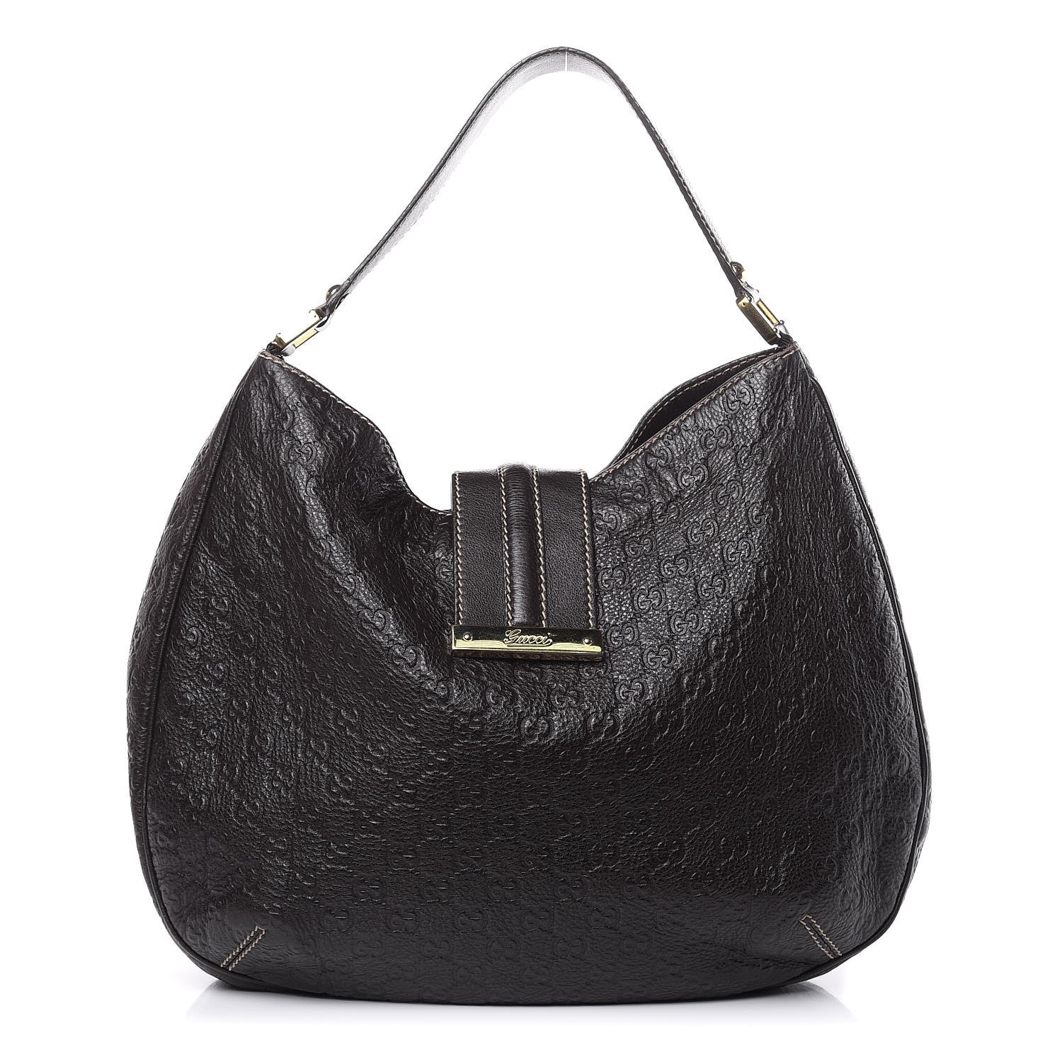 Gucci Guccissima Large New Ladies Web Hobo Dark Brown 1 of 13