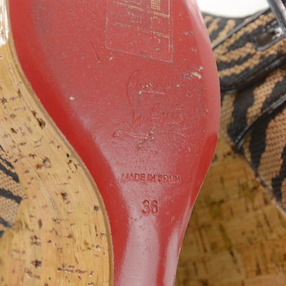 Christian Louboutin Melides 140 Panama Tiger Cork Wedges 36 6 of 6