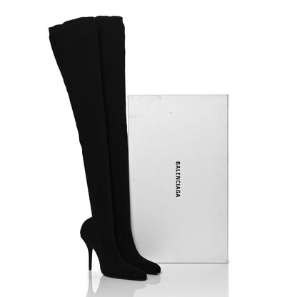 Balenciaga Spandex Round Toe Knife Thigh High Boots 38 Black 7 of 7