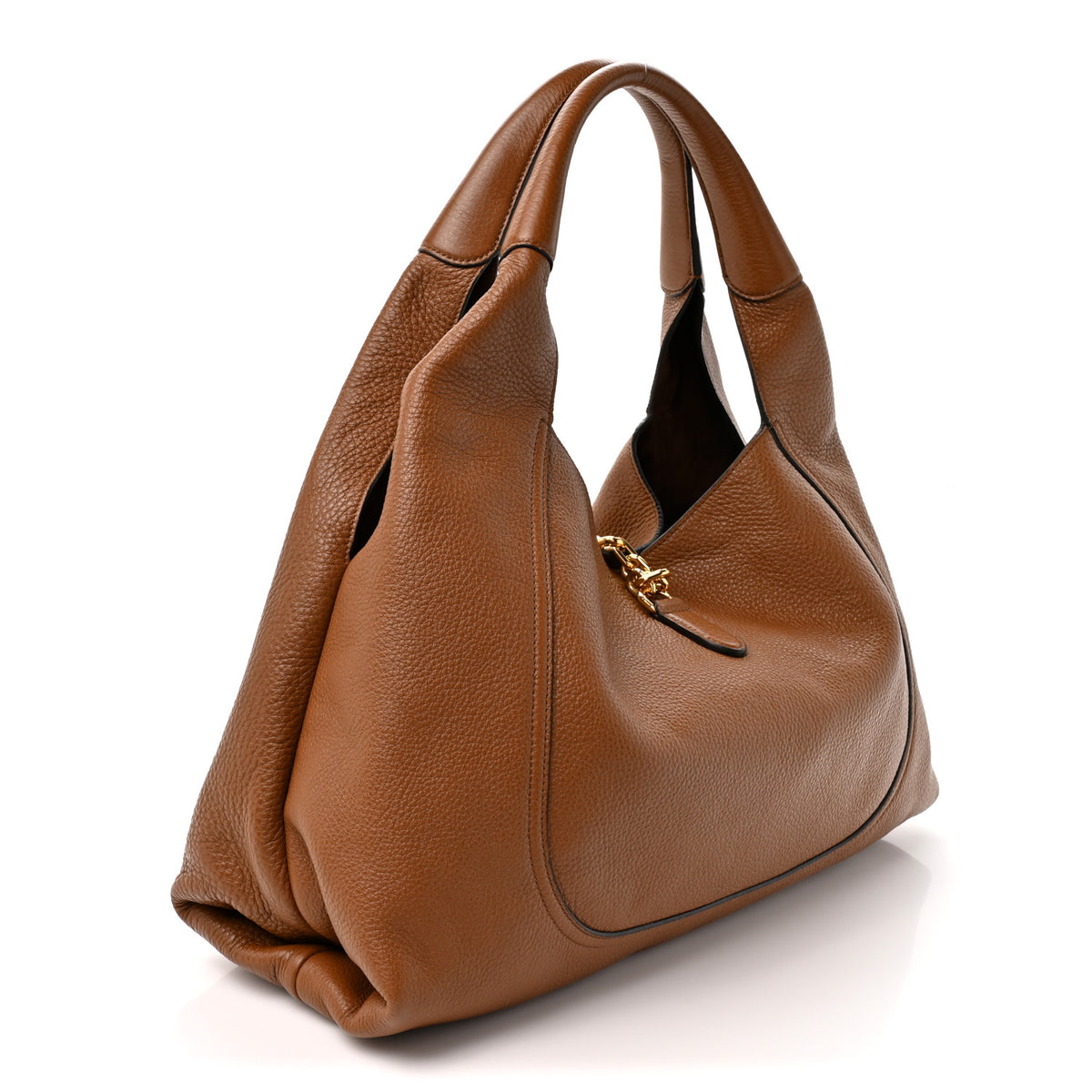 Grained Calfskin Softbit Maxi Shoulder Bag Brown
