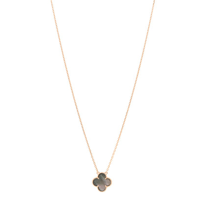 Van Cleef & Arpels 18K Rose Gold Gray Mother of Pearl Vintage Alhambra Pendant Necklace 1 of 5