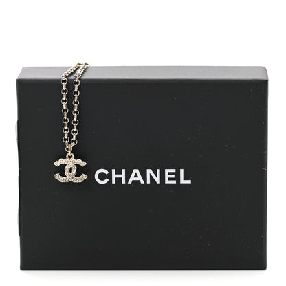 Chanel Pearl Crystal CC Pendant Necklace Silver 7 of 7