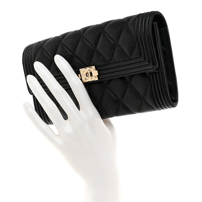 Chanel Caviar Quilted Large Boy Gusset Flap Wallet Black 2 of 9