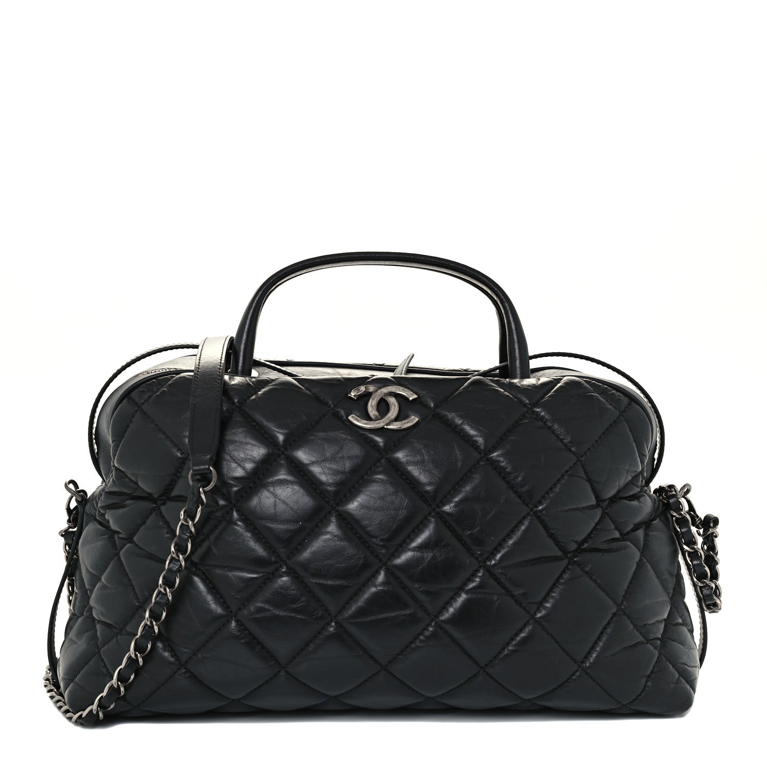 Chanel Aged Calfskin Small Bowling Bag Black 1 of 10