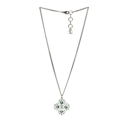 Chanel Resin Crystal CC Necklace Blue Green 3 of 5