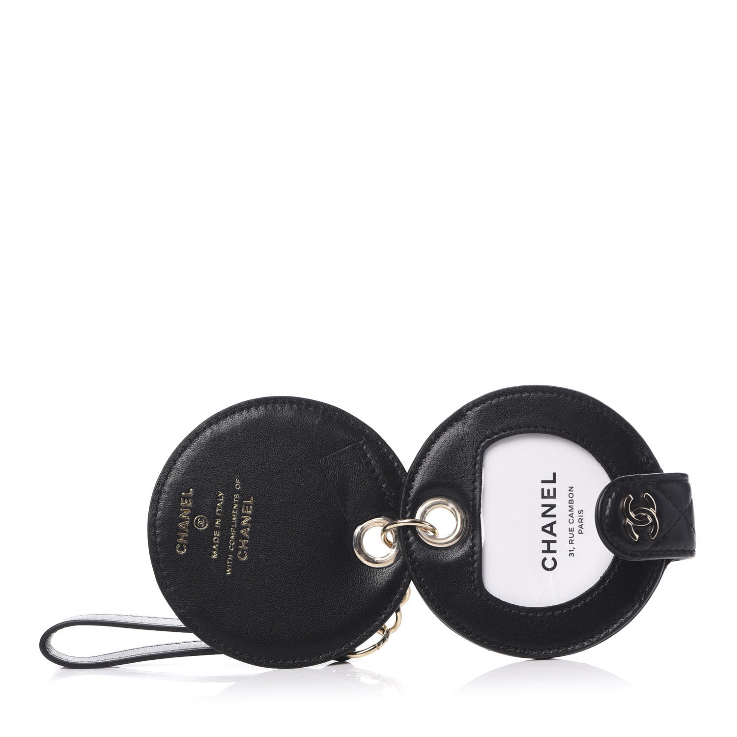 Chanel Lambskin Quilted Round Luggage Tag Black 4 of 7