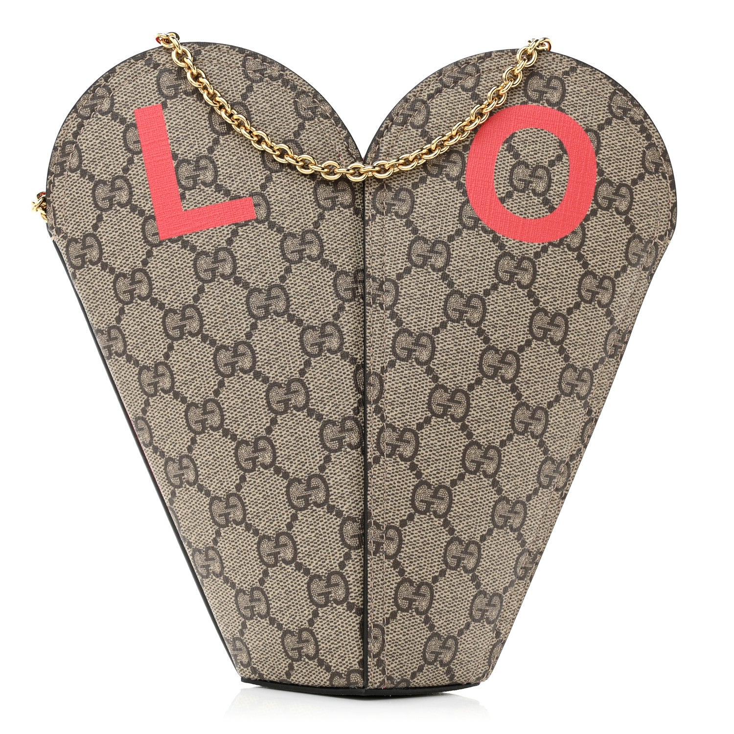 Gucci GG Supreme Monogram Love Valentines Day Small Heart Bag Beige Ebony New Geranium 1 of 10