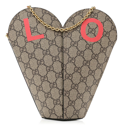 Gucci GG Supreme Monogram Love Valentines Day Small Heart Bag Beige Ebony New Geranium 1 of 10