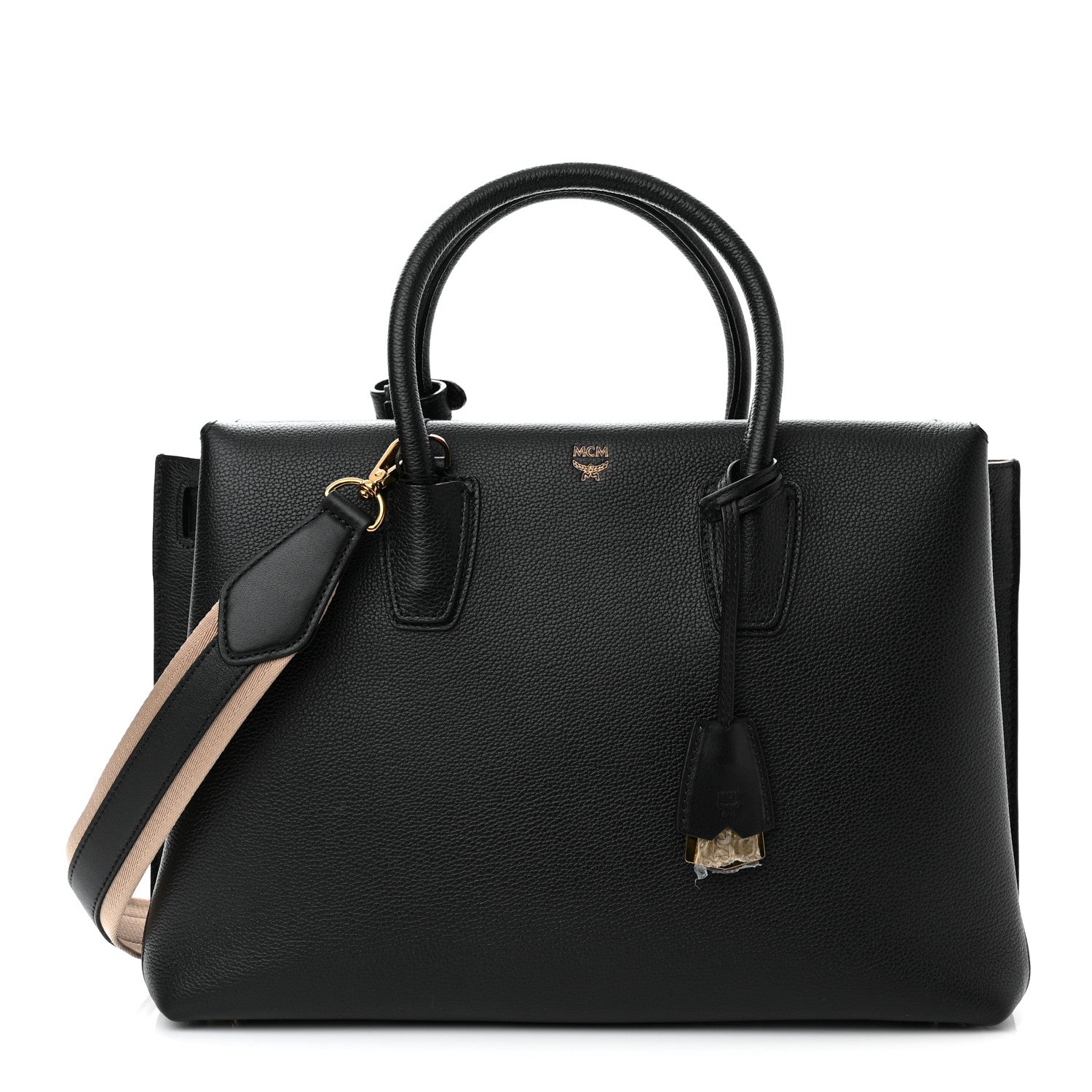 MCM Grained Calfskin Large Milla Tote Black 1 of 12