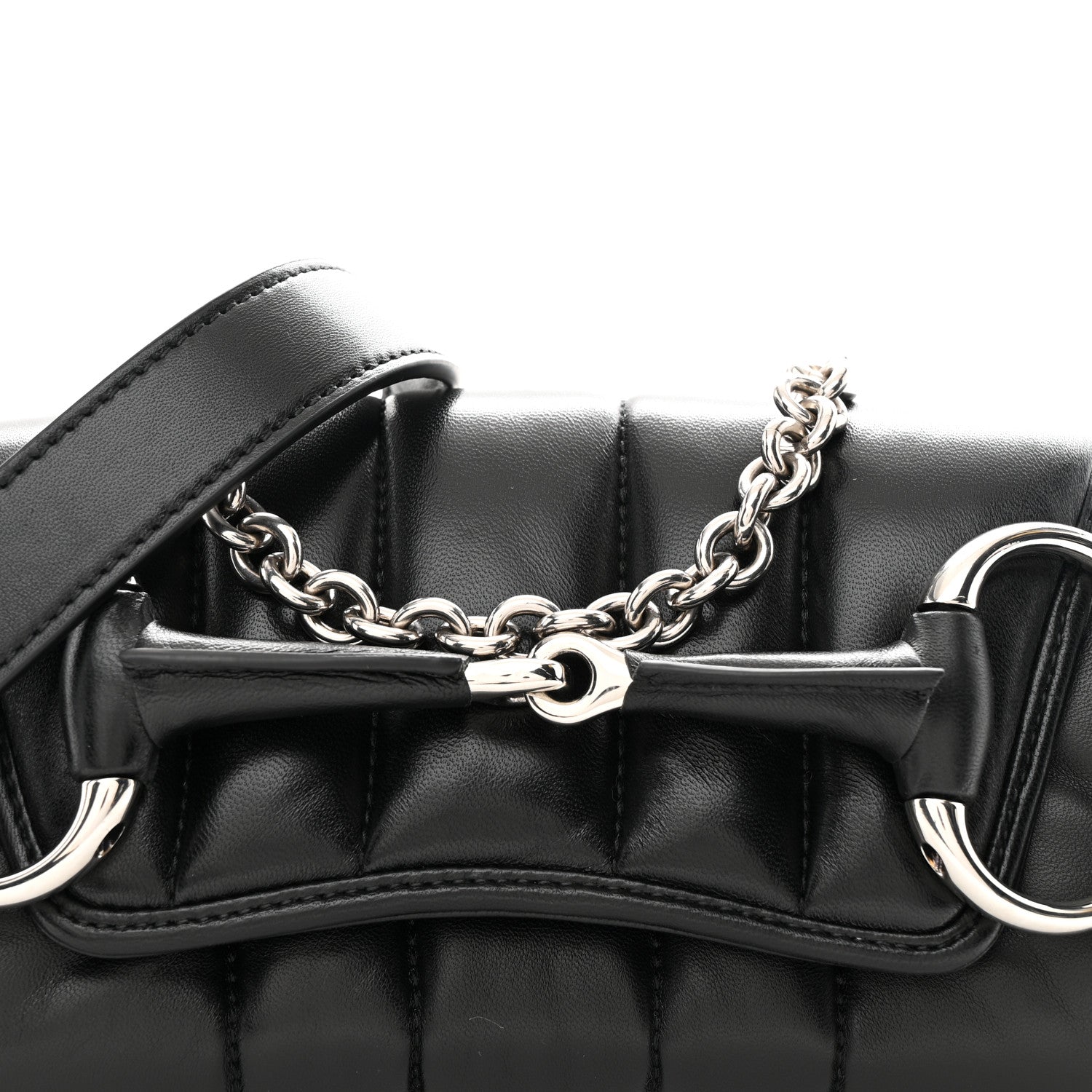 Gucci Nappa Vertical Matelasse Small Maxi Horsebit Chain Shoulder Bag Black 14 of 19