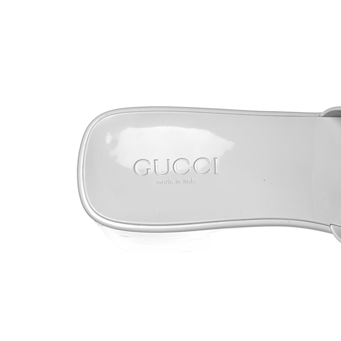 Rubber Gucci Logo Womens Platform 20/60mm Slide Sandals 41 Mystic White