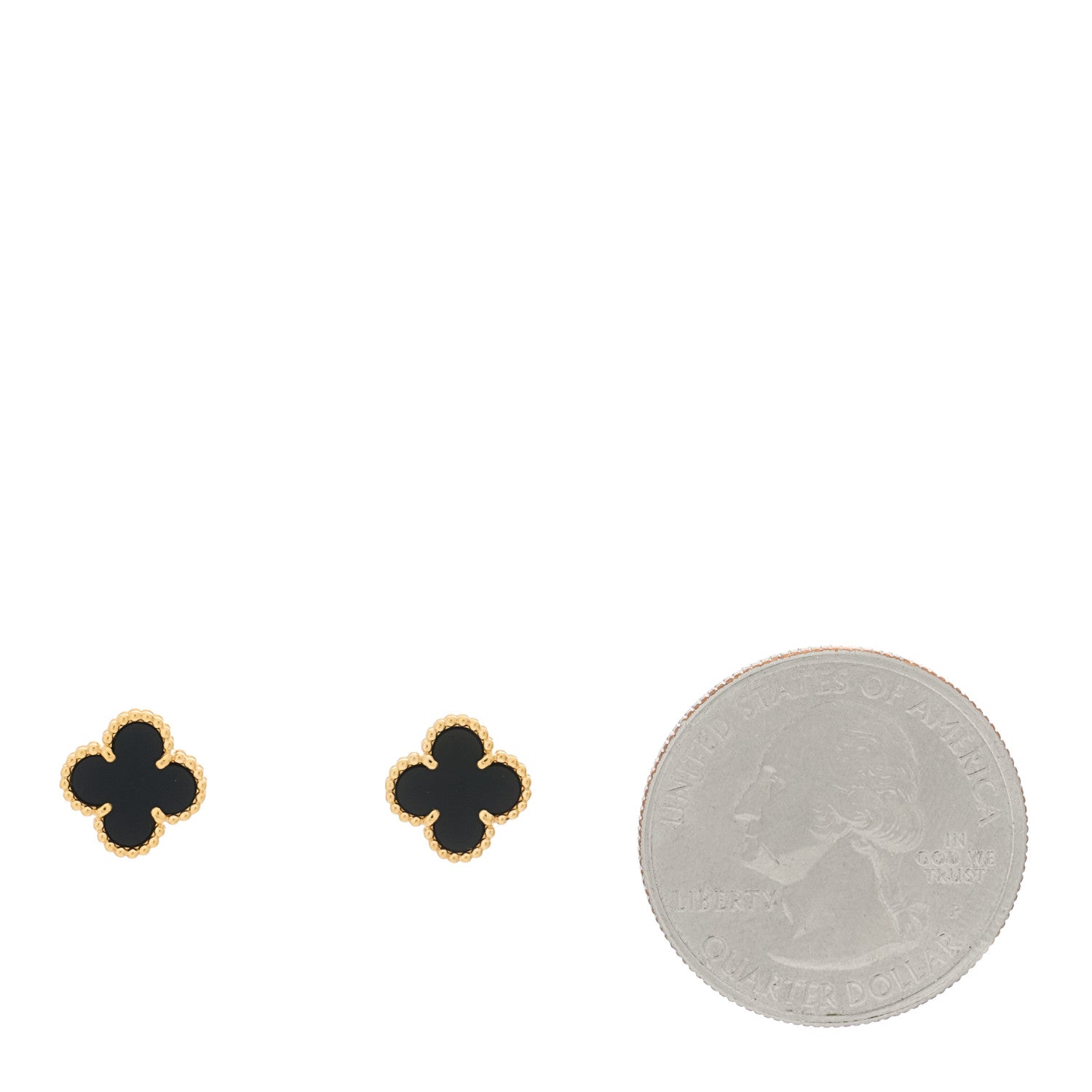 Van Cleef & Arpels 18K Yellow Gold Black Onyx Sweet Alhambra Earrings 2 of 5