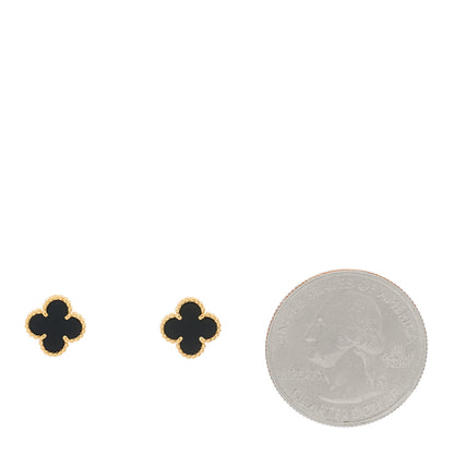 Van Cleef & Arpels 18K Yellow Gold Black Onyx Sweet Alhambra Earrings 2 of 5