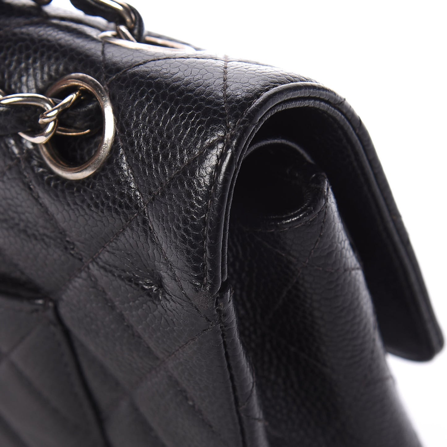 Caviar Quilted Medium Double Flap Black