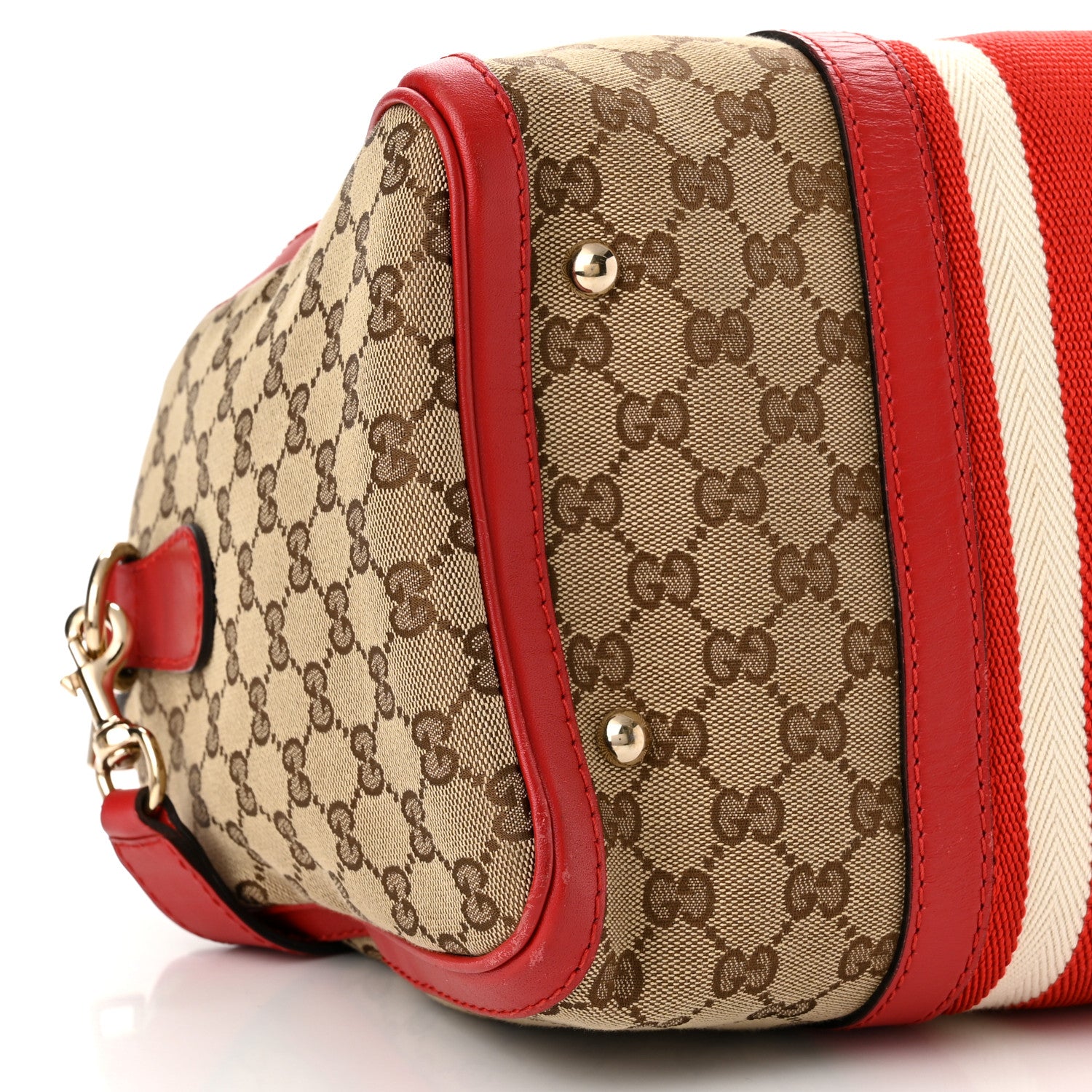 Gucci Monogram Vintage Web Medium Boston Red 8 of 9