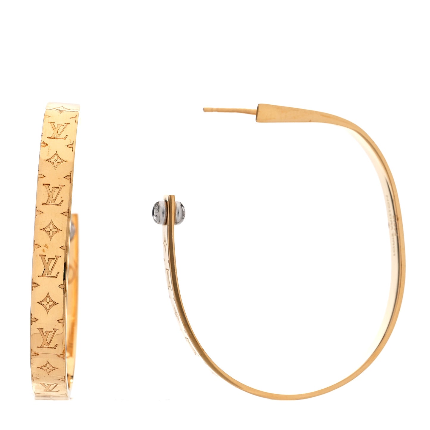 Metal Nanogram Hoop Earrings Gold