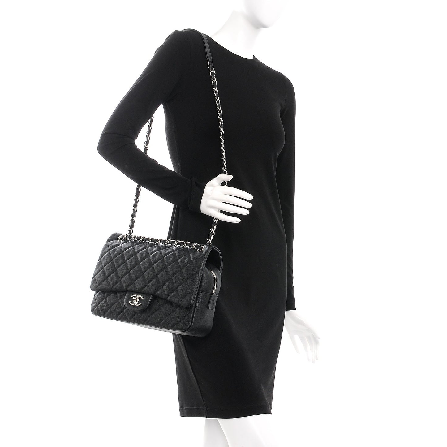 Caviar Quilted Jumbo Easy Flap Black