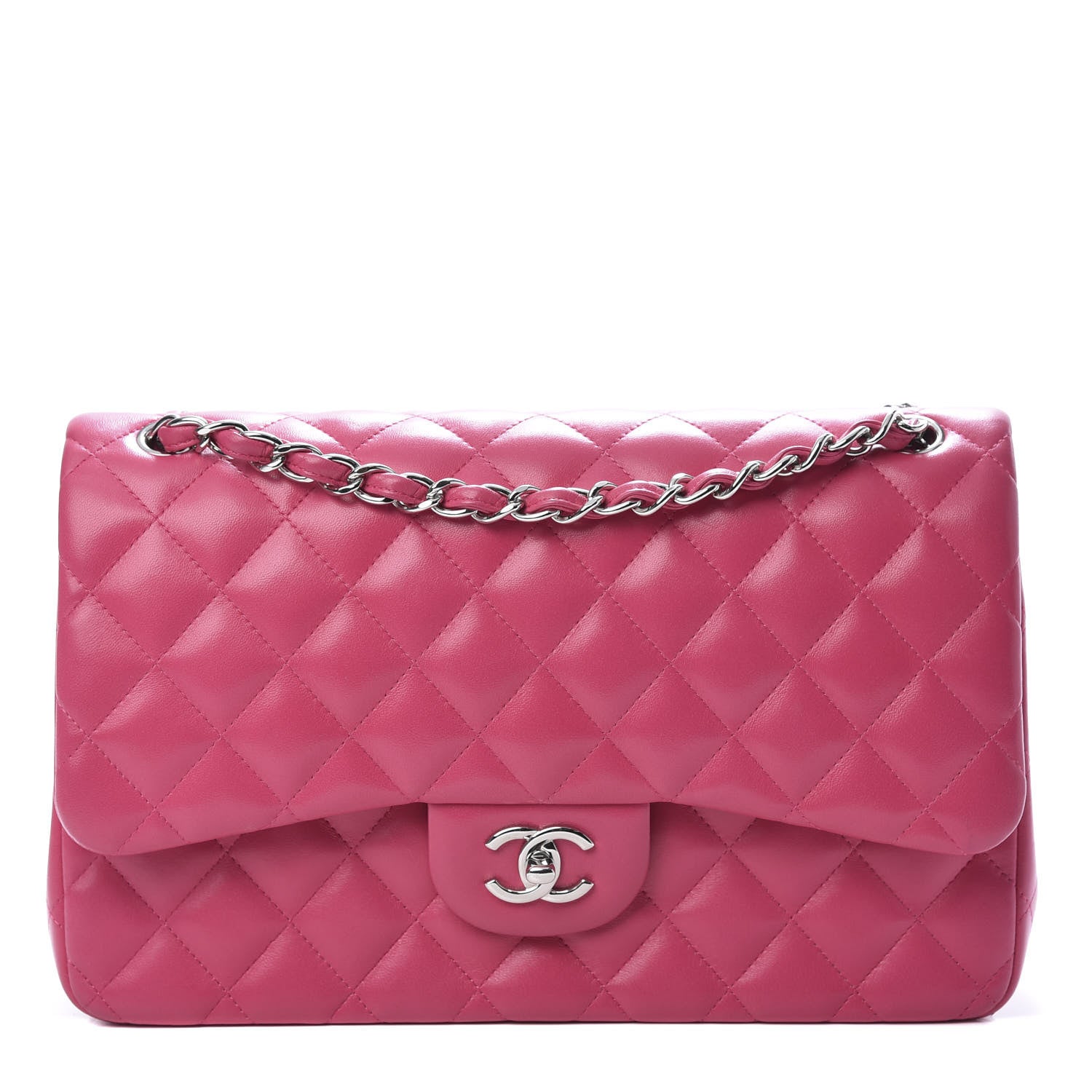Chanel Lambskin Quilted Jumbo Double Flap Dark Pink 1 of 15