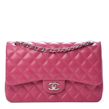 Chanel Lambskin Quilted Jumbo Double Flap Dark Pink 1 of 15