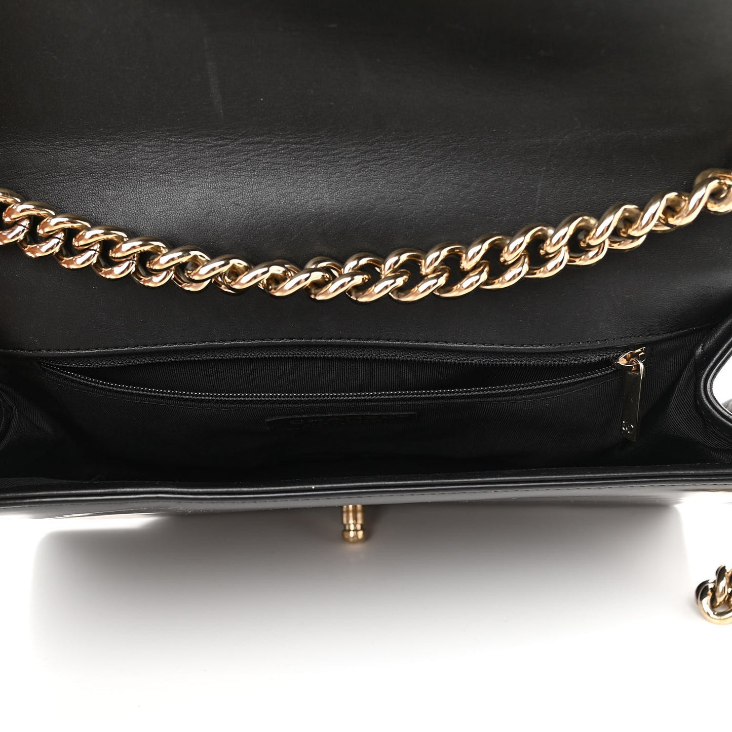 Iridescent Glazed Calfskin Quilted New Medium Boy Flap Black