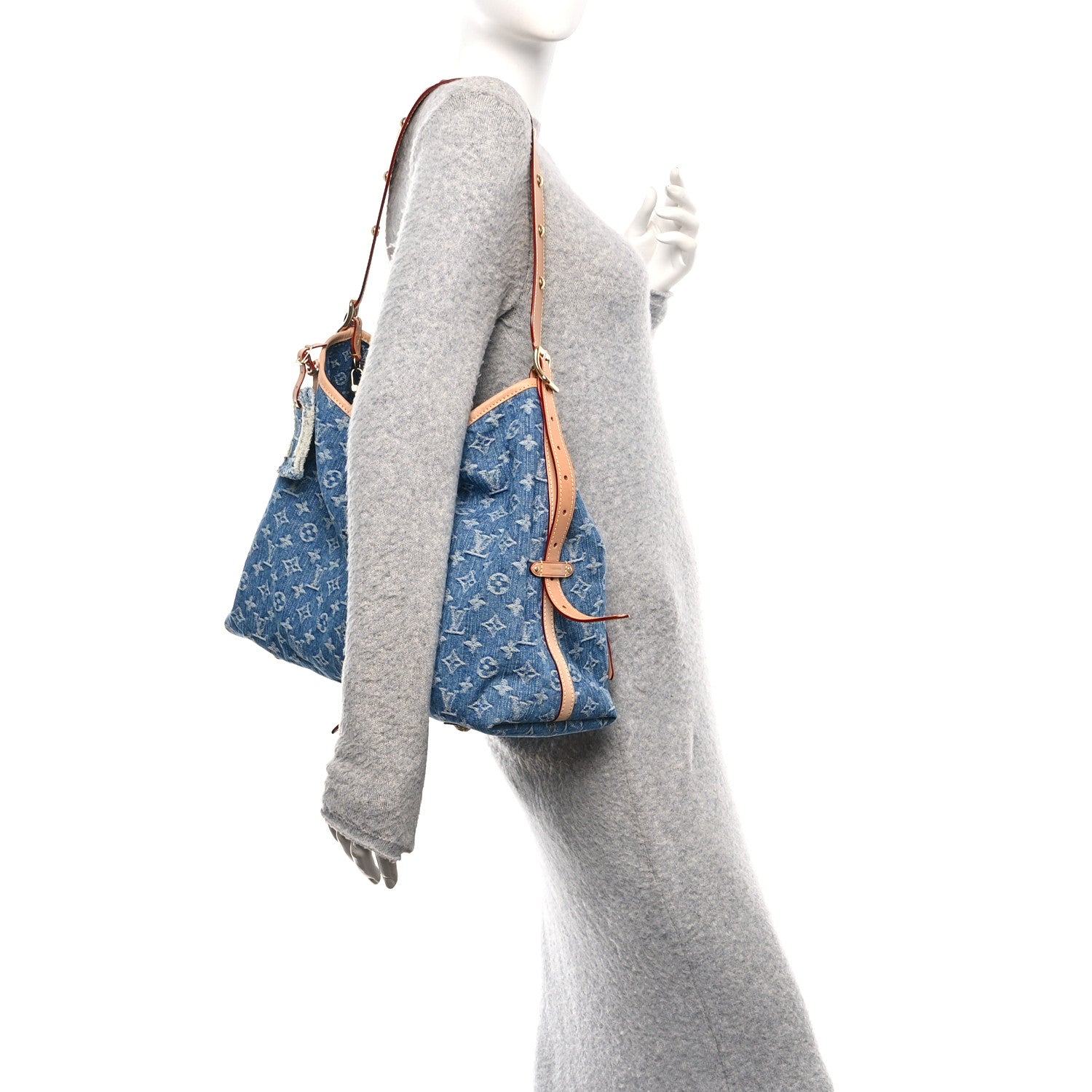 Louis Vuitton Monogram Denim CarryAll MM Blue 2 of 10