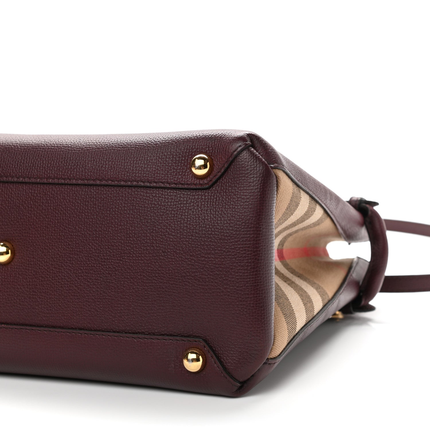 Burberry Derby Calfskin House Check Medium Banner Tote Mahogany Red 10 of 11