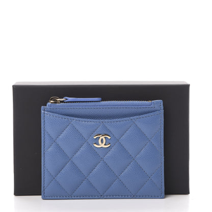 Chanel Caviar Quilted CC Zip Card Holder Blue 8 of 8