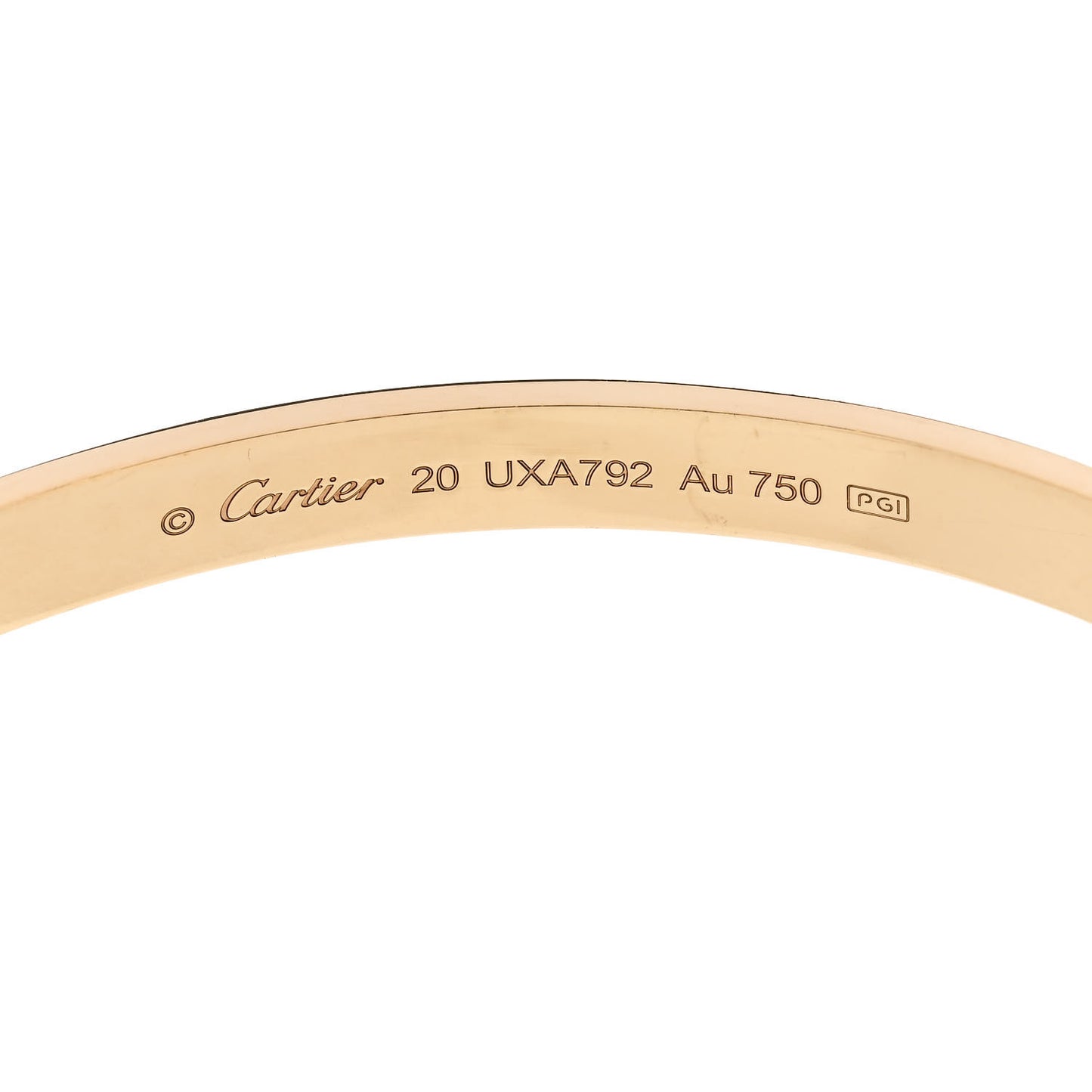 18K Yellow Gold LOVE Cuff Bracelet 20