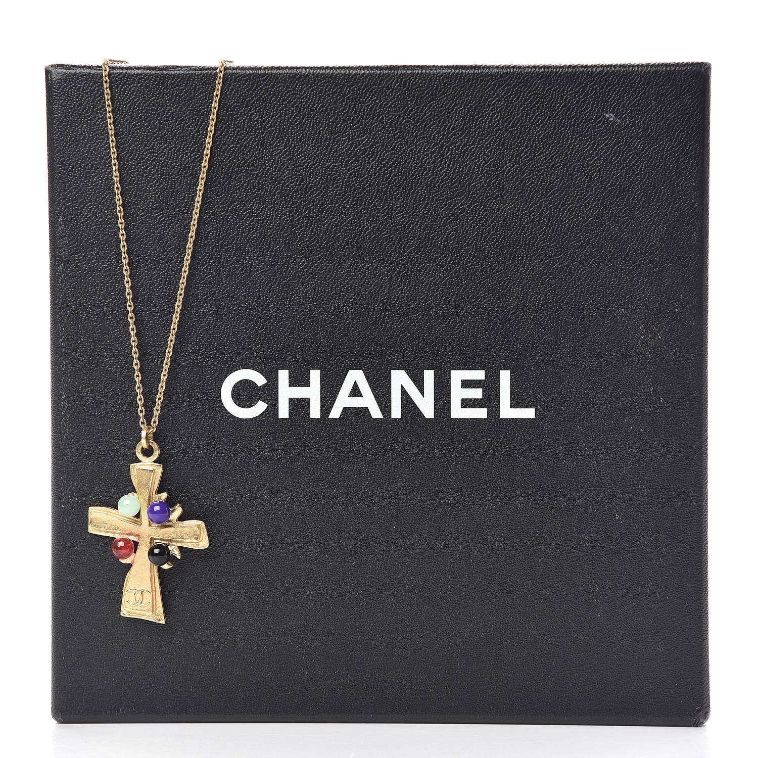 Chanel Gripoix CC Cross Pendant Necklace Gold 6 of 6