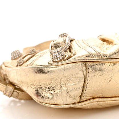 Balenciaga Metallic Arena Agneau Crystal Le Cagole Mini Purse With Chain Light Gold 10 of 11