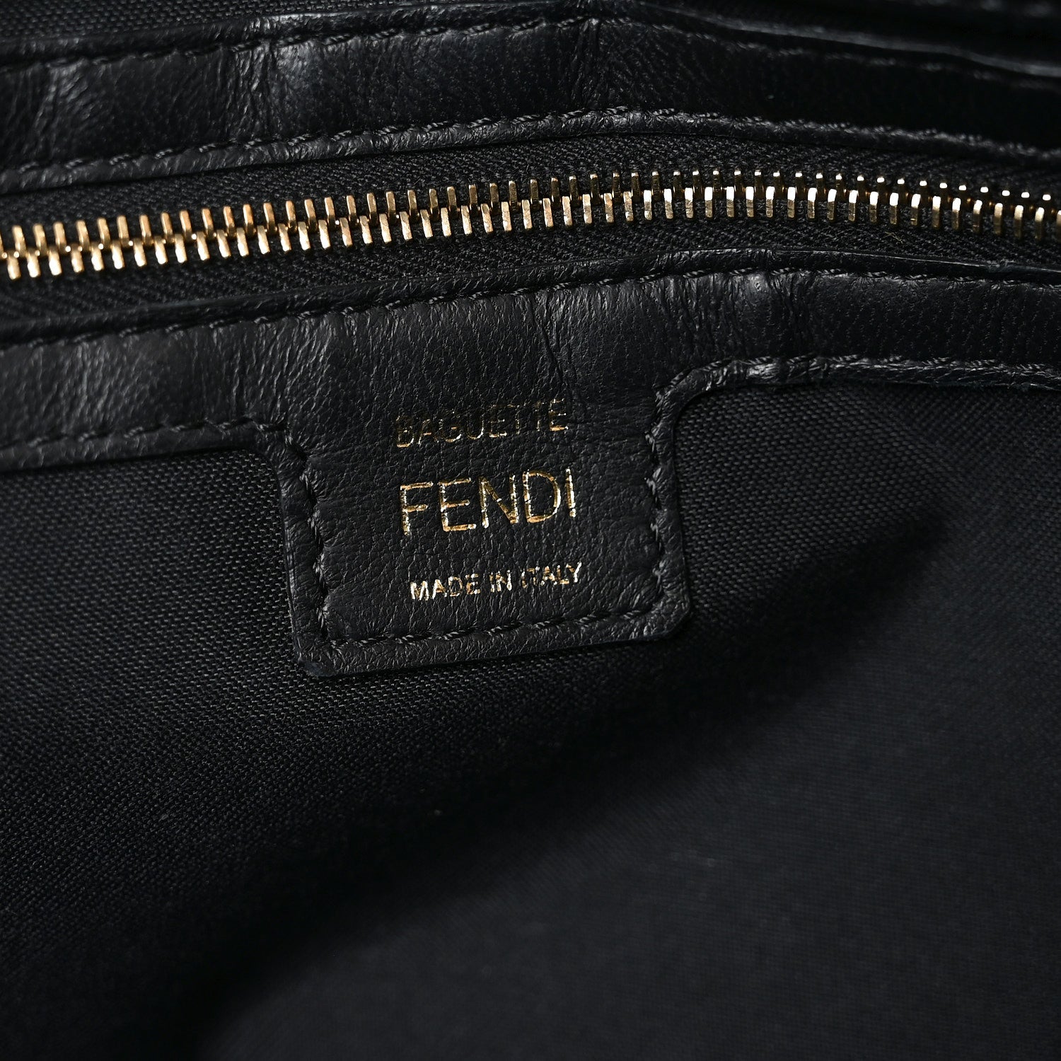 Fendi Nappa FF 1974 Embossed Large Baguette Black 6 of 10