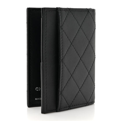 Chanel Grained Calfskin Quilted Card Holder Wallet So Black 3 of 9