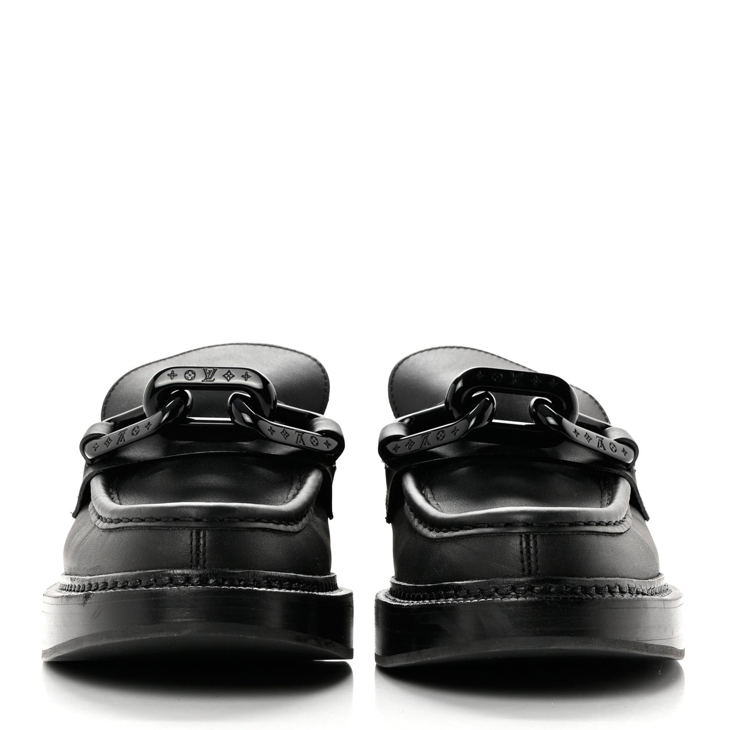 Calfskin Oversized Chain Academy Loafers 39.5 Black