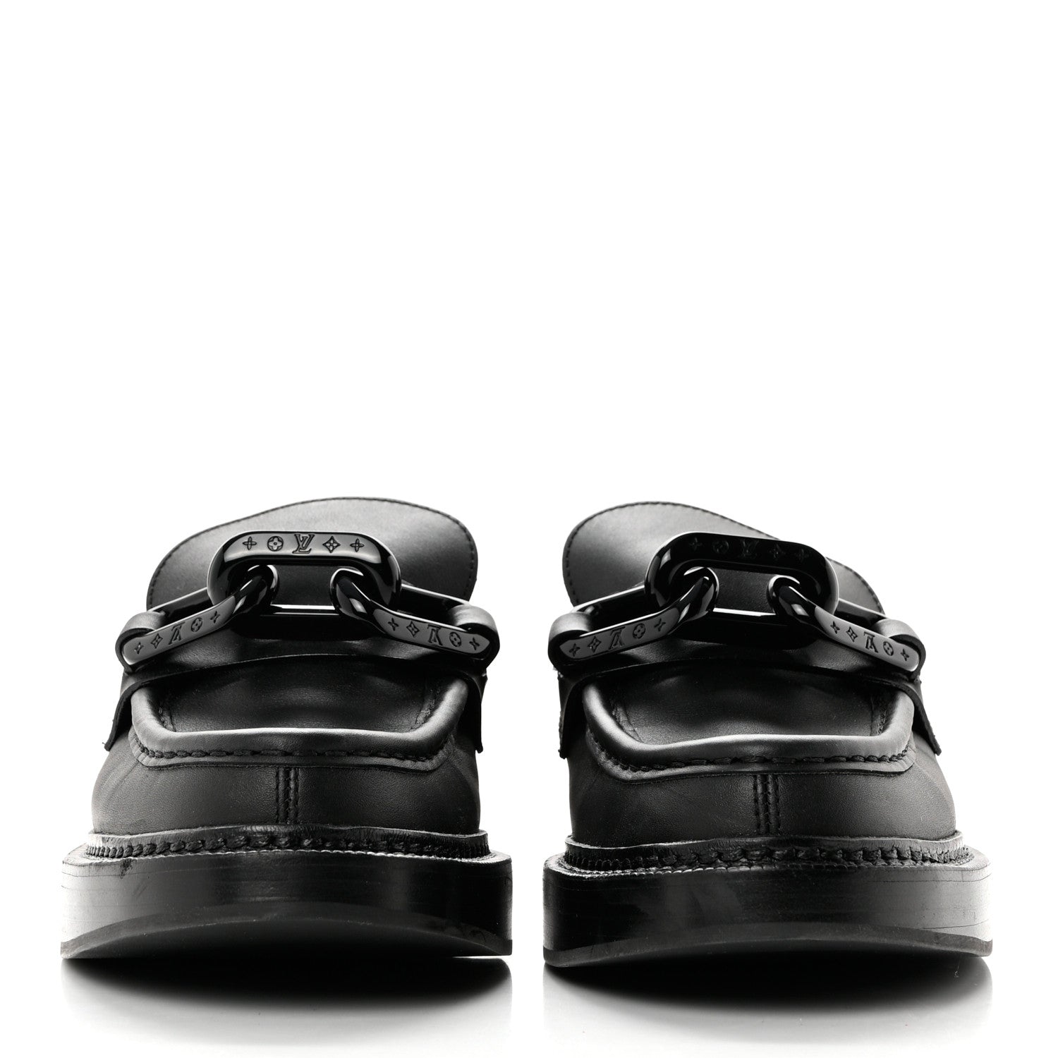 Louis Vuitton Calfskin Oversized Chain Academy Loafers 39.5 Black 2 of 8