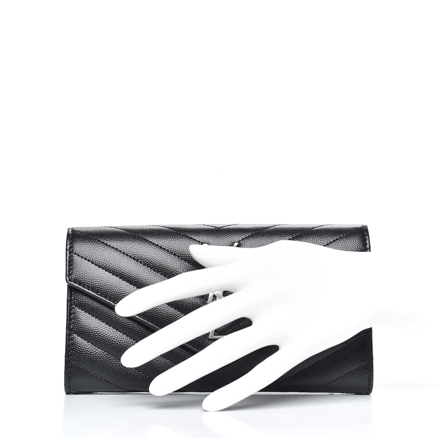 Grain De Poudre Matelasse Chevron Monogram Flap Wallet Black