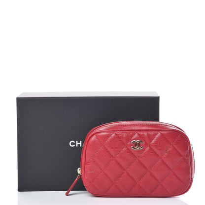 Chanel Caviar Quilted Small Curvy Pouch Cosmetic Case Dark Pink 10 of 10