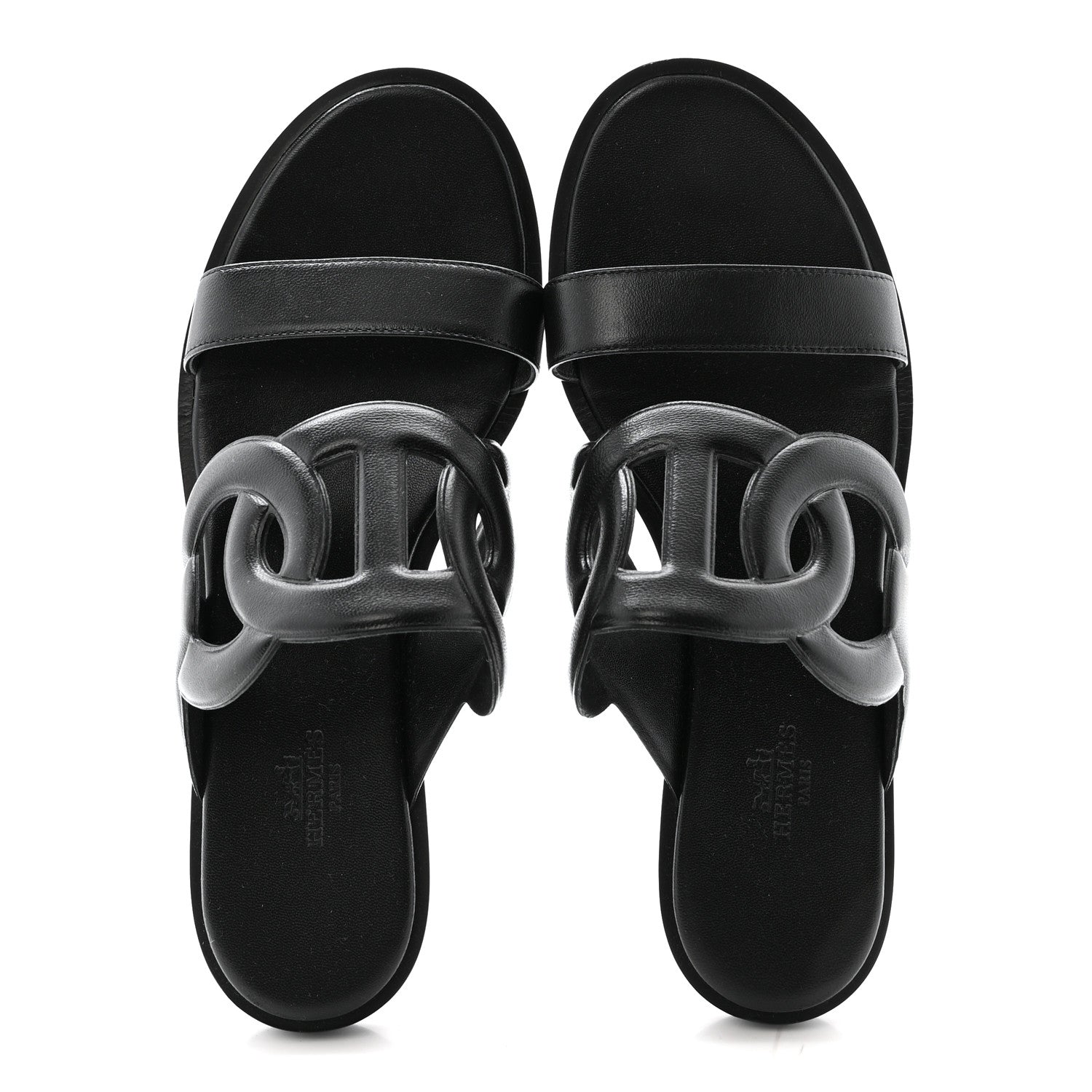 Hermes Nappa Lagune Sandals 38 Black 2 of 9
